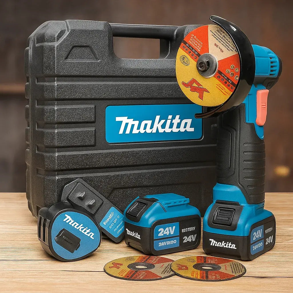 Kit Mini amoladora Makita®️ de 24 V con 2 discos de corte + 2 baterías